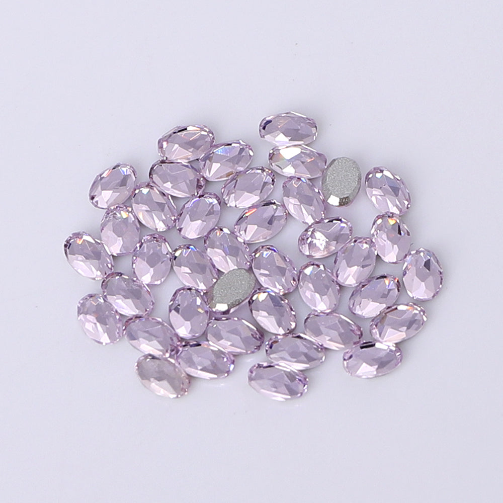 Oval Shape Multi Colors Small Size Glass Beveled Flat Back Fancy Rhinestones For Nail Art