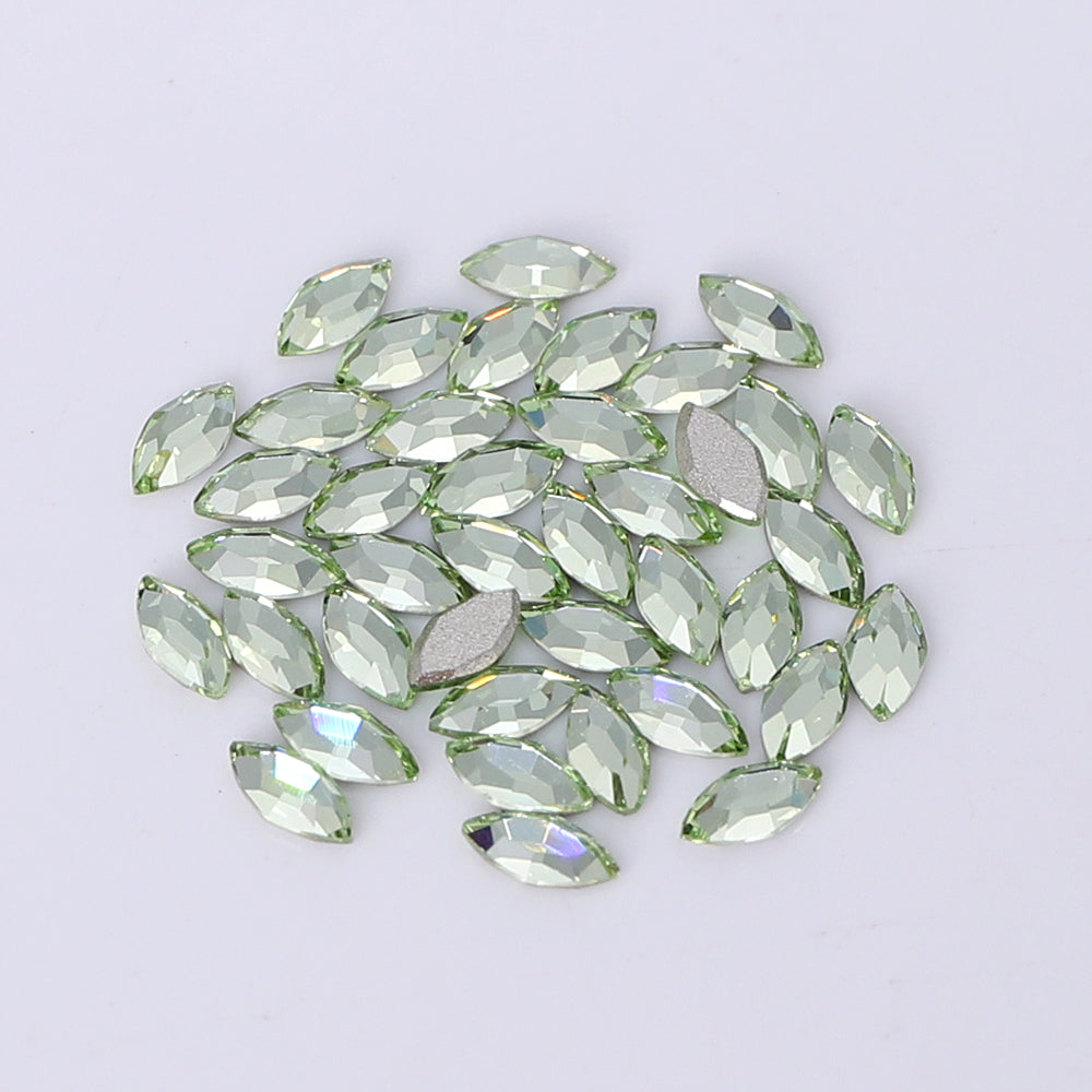 Navette Shape Multi Colors Small Size Glass Beveled Flat Back Fancy Rhinestones For Nail Art