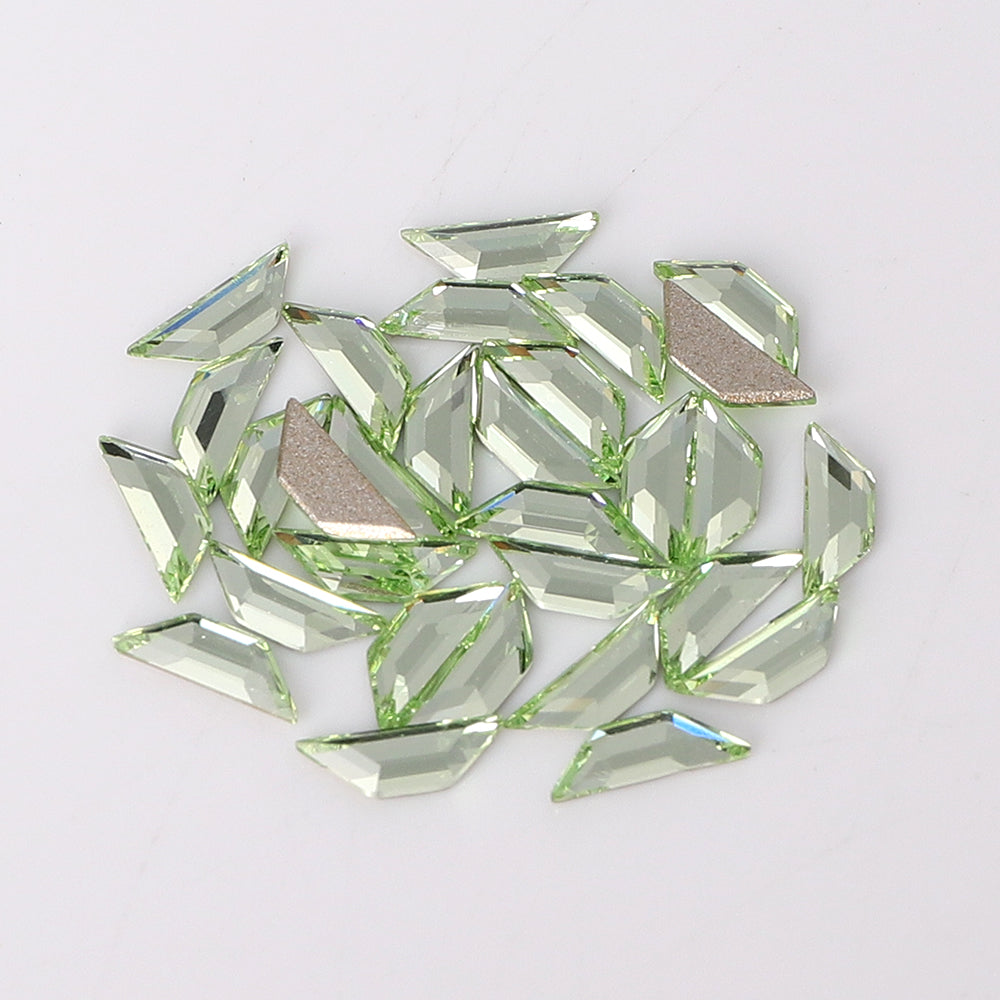 Trapeze Shape Multi Colors Small Size Glass Beveled Flat Back Fancy Rhinestones For Nail Art