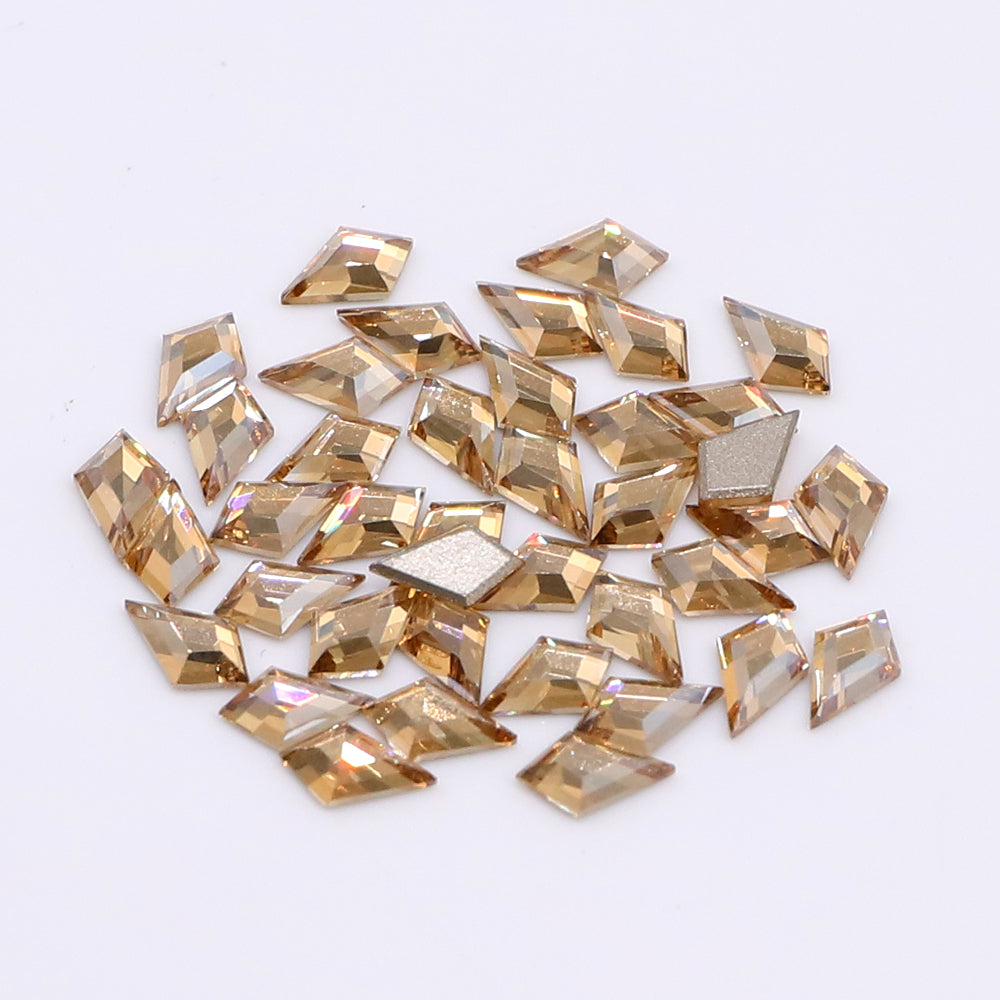 Arrow Shape Multi Colors Small Size Glass Beveled Flat Back Fancy Rhinestones For Nail Art