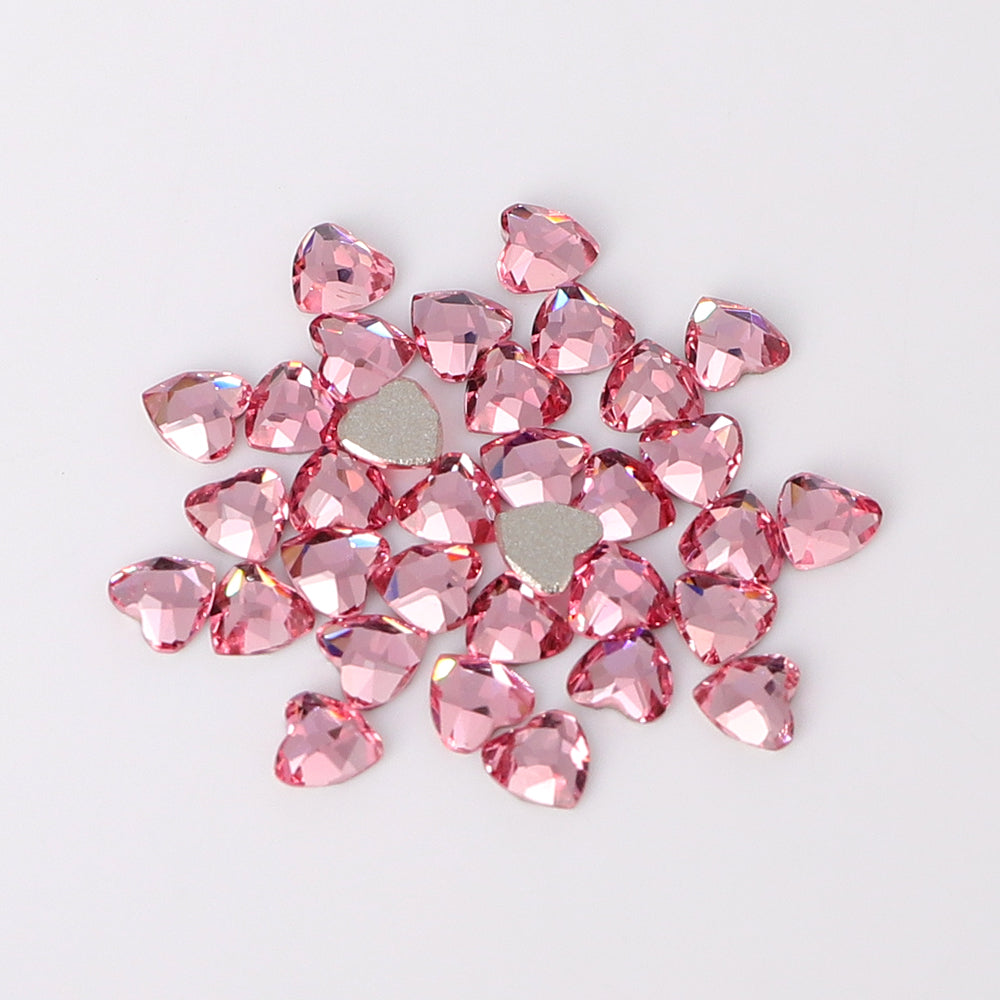 Heart Shape Multi Colors Small Size Glass Beveled Flat Back Fancy Rhinestones For Nail Art