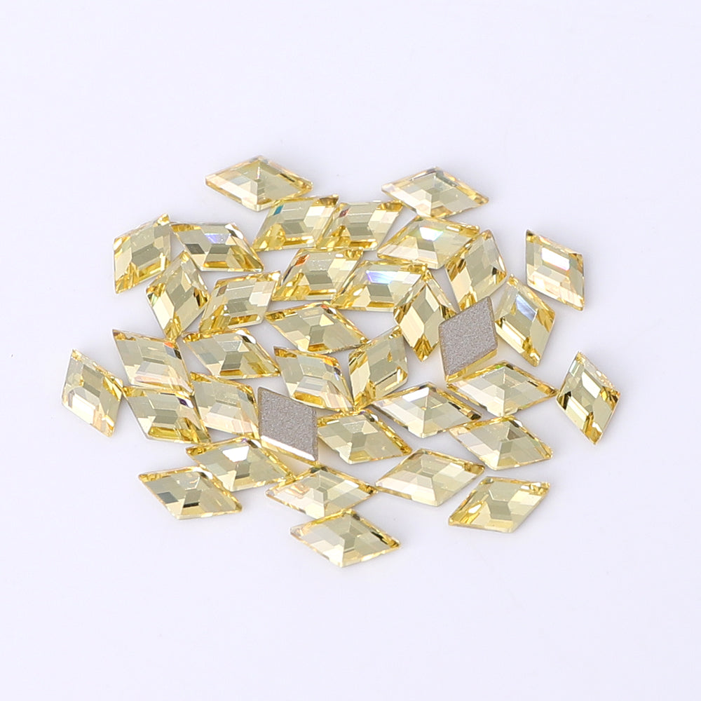 Rhombus Shape Multi Colors Small Size Glass Beveled Flat Back Fancy Rhinestones For Nail Art