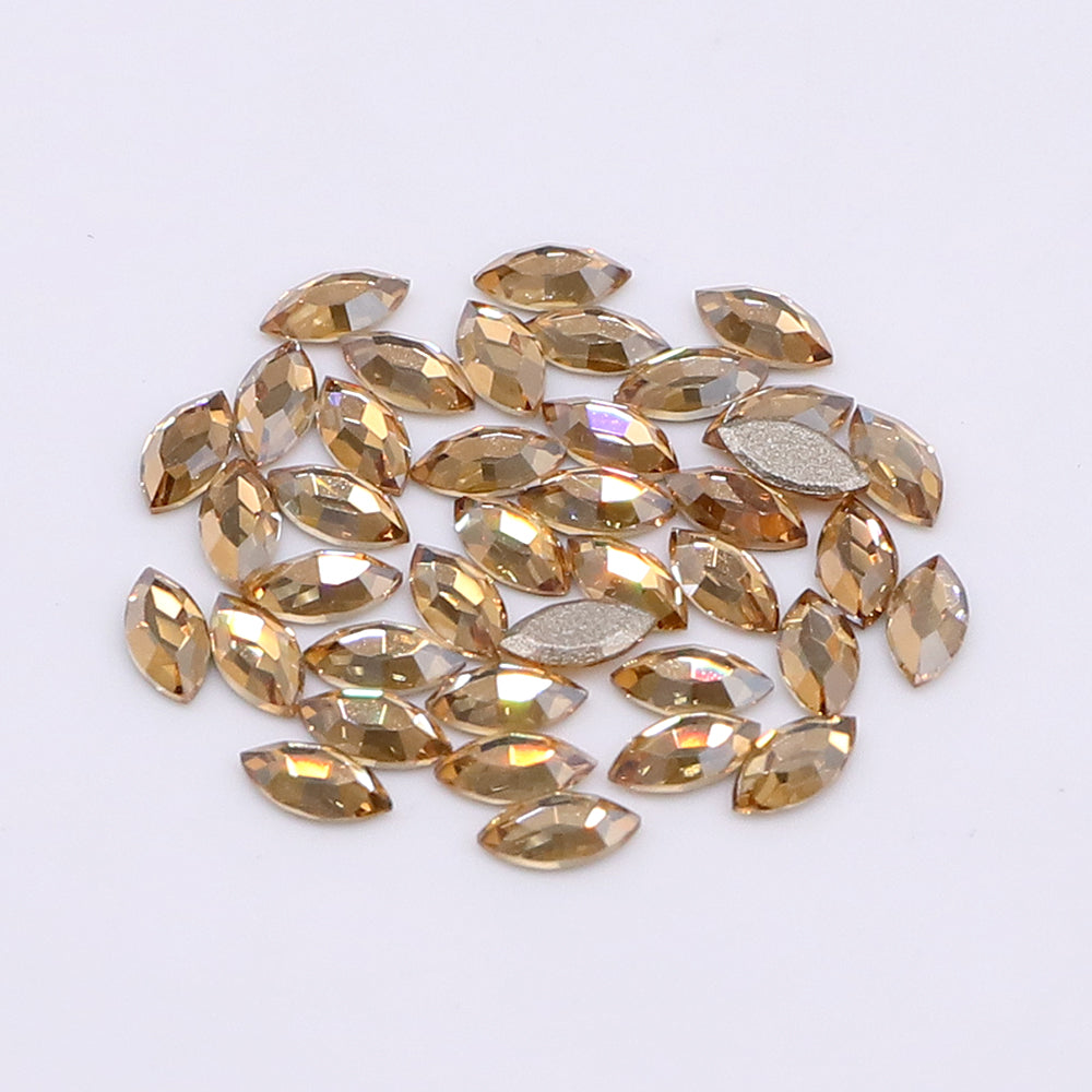 Navette Shape Multi Colors Small Size Glass Beveled Flat Back Fancy Rhinestones For Nail Art