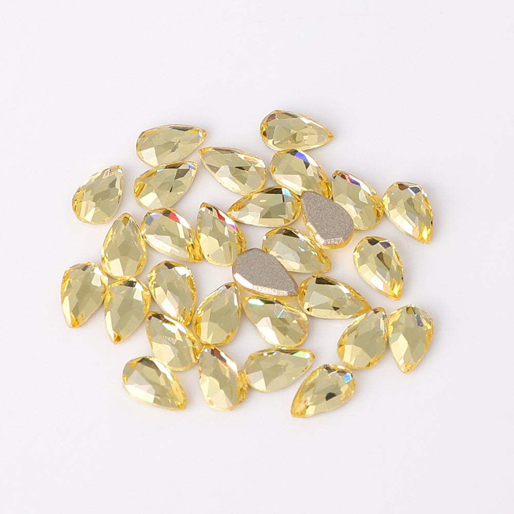 Raindrop Shape Multi Colors Small Size Glass Beveled Flat Back Fancy Rhinestones For Nail Art