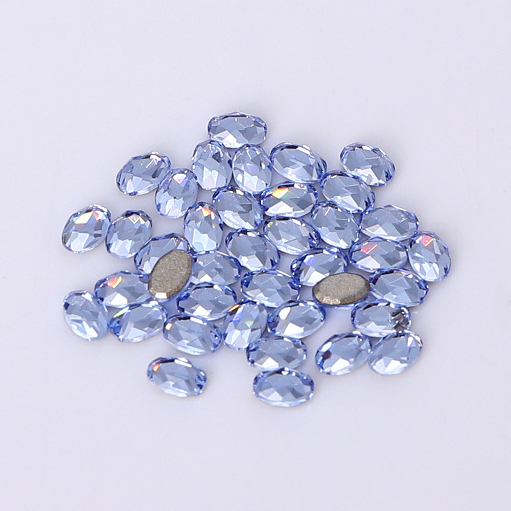 Oval Shape Multi Colors Small Size Glass Beveled Flat Back Fancy Rhinestones For Nail Art