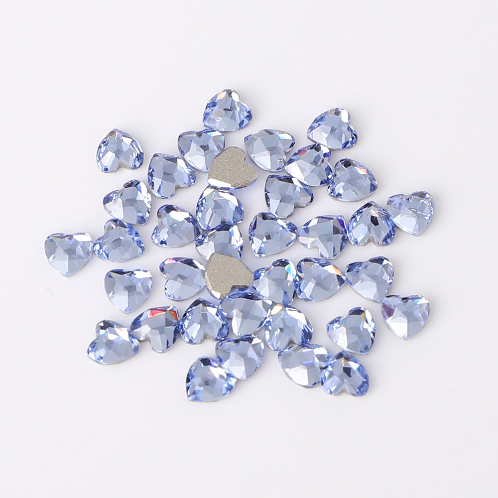 Heart Shape Multi Colors Small Size Glass Beveled Flat Back Fancy Rhinestones For Nail Art