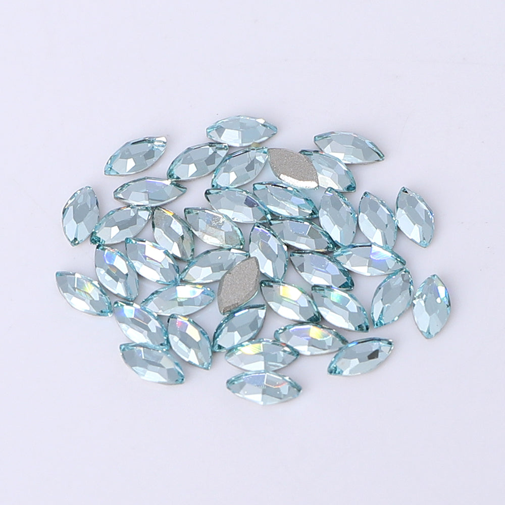 Navette Shape Multi Colors Small Size Glass Beveled Flat Back Fancy Rhinestones For Nail Art