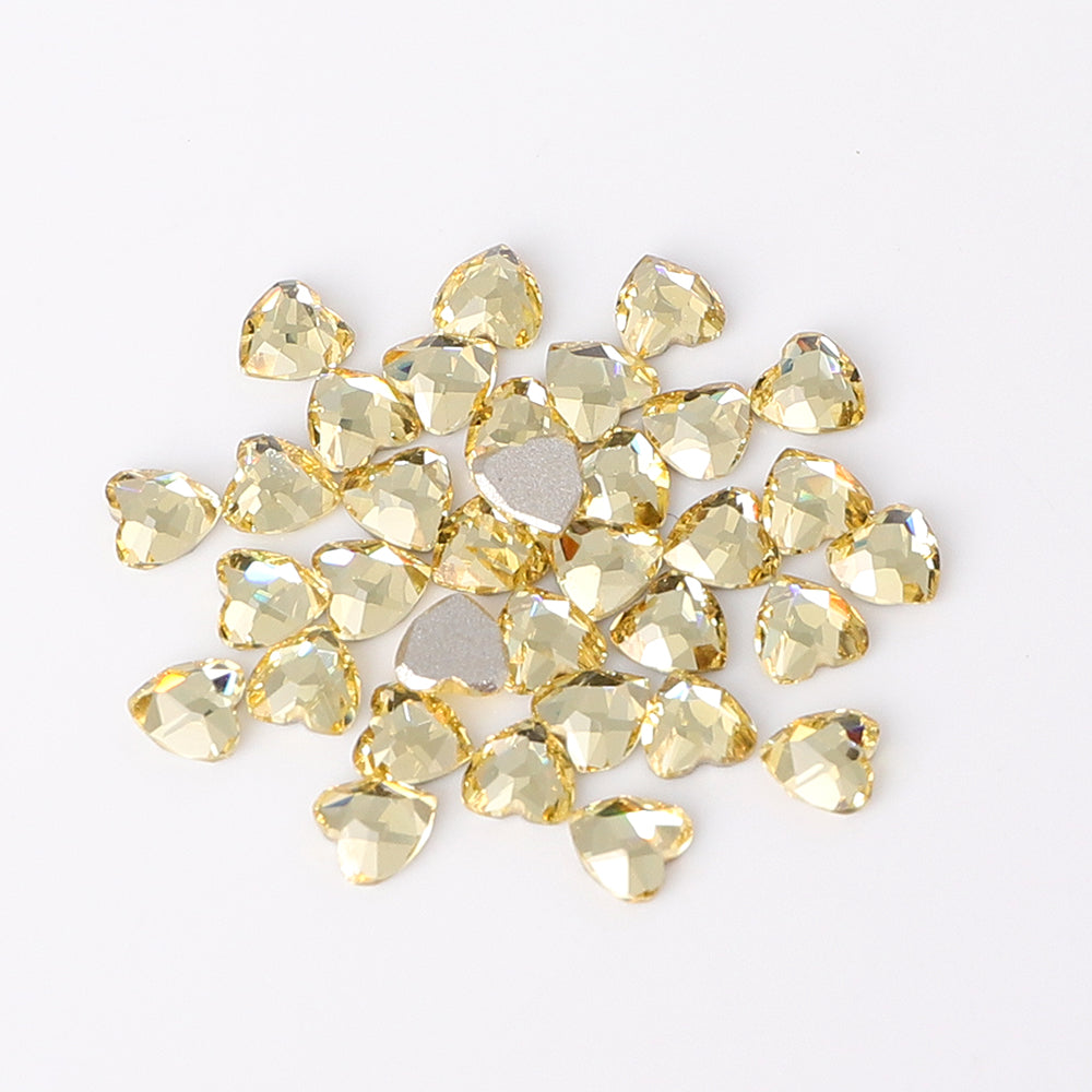 Heart Shape Multi Colors Small Size Glass Beveled Flat Back Fancy Rhinestones For Nail Art