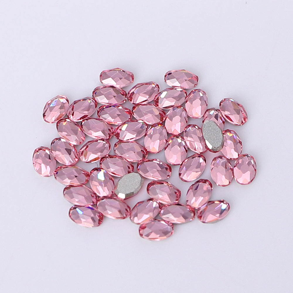 Oval Shape Multi Colors Small Size Glass Beveled Flat Back Fancy Rhinestones For Nail Art