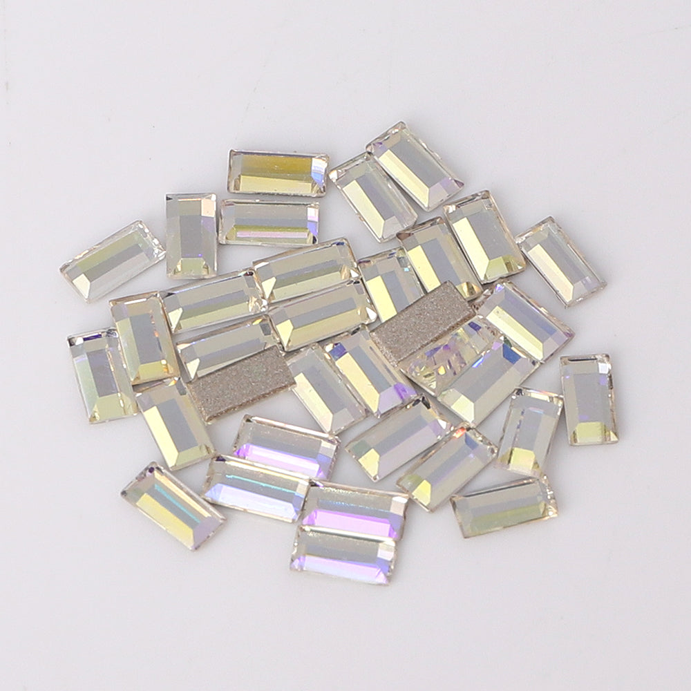 Rectangle Shape Multi Colors Small Size Glass Beveled Flat Back Fancy Rhinestones For Nail Art