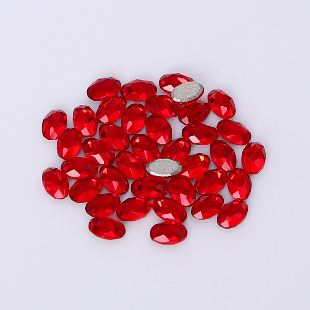 Oval Shape Multi Colors Small Size Glass Beveled Flat Back Fancy Rhinestones For Nail Art