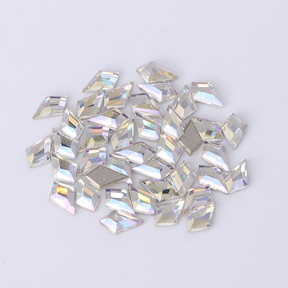 Arrow Shape Multi Colors Small Size Glass Beveled Flat Back Fancy Rhinestones For Nail Art