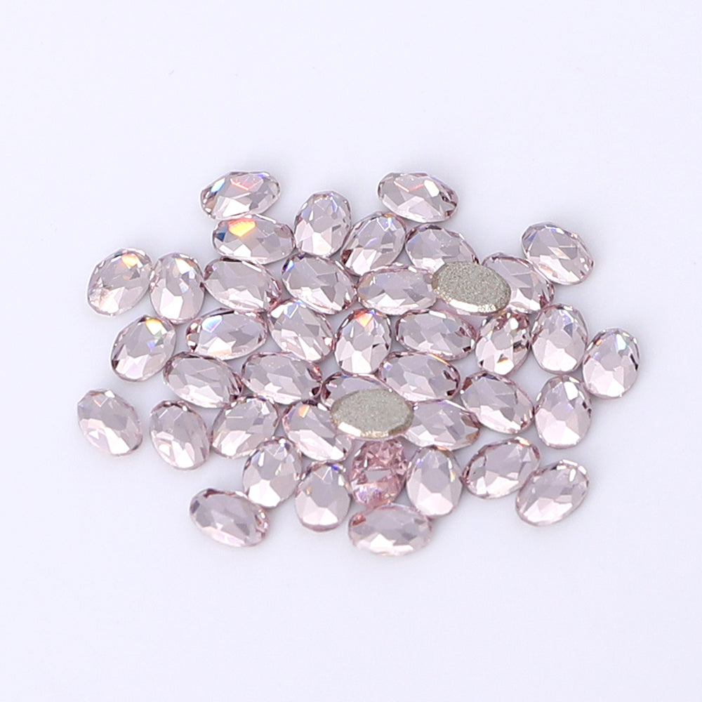 Oval Shape Multi Colors Small Size Glass Beveled Flat Back Fancy Rhinestones For Nail Art