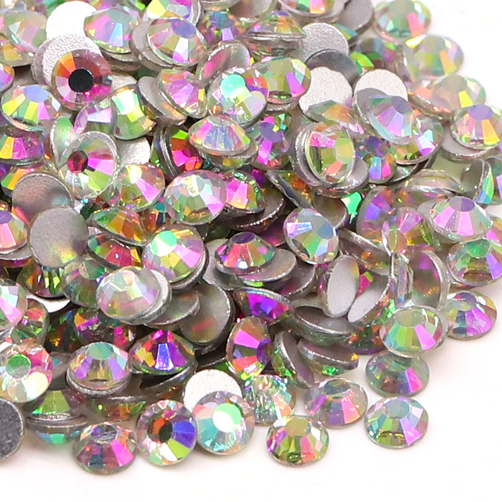 Glitter Pink Glass FlatBack Rhinestones Silver Back WholesaleRhinestone