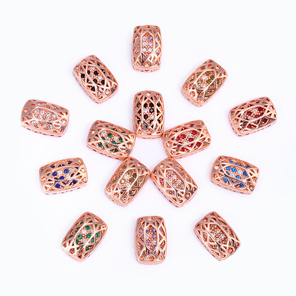 Cushion Rectangle Shape Rose Gold Plated High-Quality Sew-on Alloy Charms Inlaid Cubic Zirconia WholesaleRhinestone