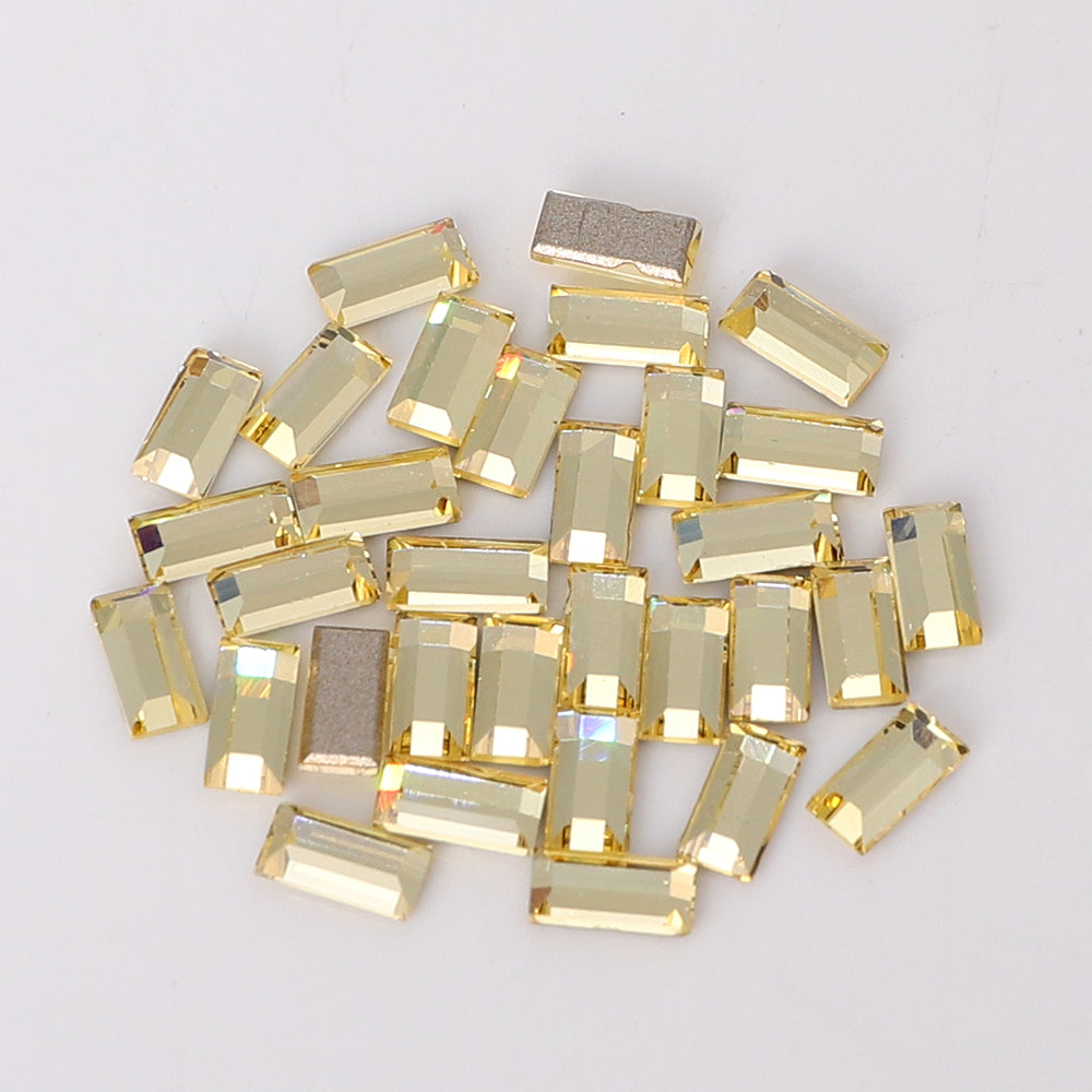 Rectangle Shape Multi Colors Small Size Glass Beveled Flat Back Fancy Rhinestones For Nail Art