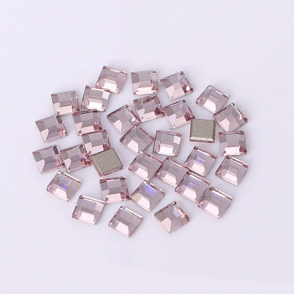 Square Shape Multi Colors Small Size Glass Beveled Flat Back Fancy Rhinestones For Nail Art