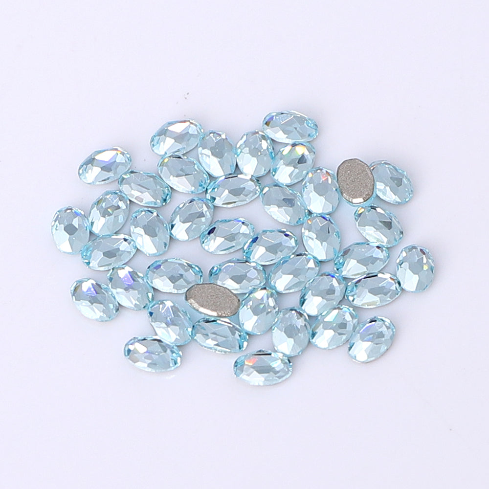 Oval Shape Multi Colors Small Size Glass Beveled Flat Back Fancy Rhinestones For Nail Art