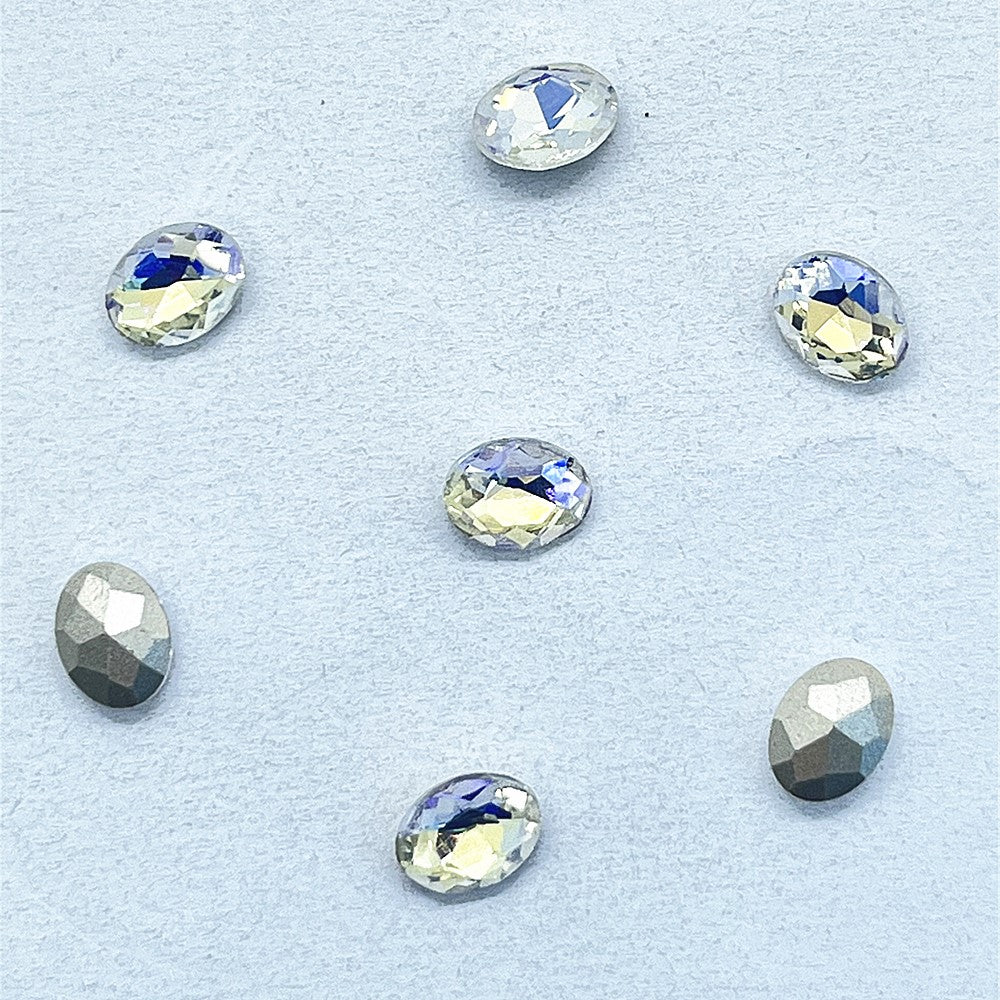 Moonlight Oval Shape Glass Pointed Back Fancy Rhinestones