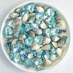 Blue Fairy Heart Shape Glass Pointed Back Fancy Rhinestones