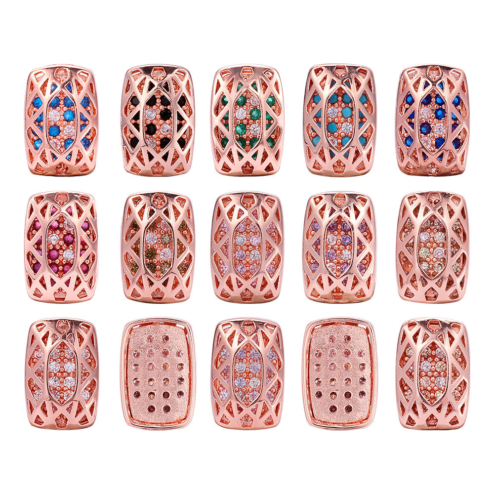 Cushion Rectangle Shape Rose Gold Plated High-Quality Sew-on Alloy Charms Inlaid Cubic Zirconia WholesaleRhinestone