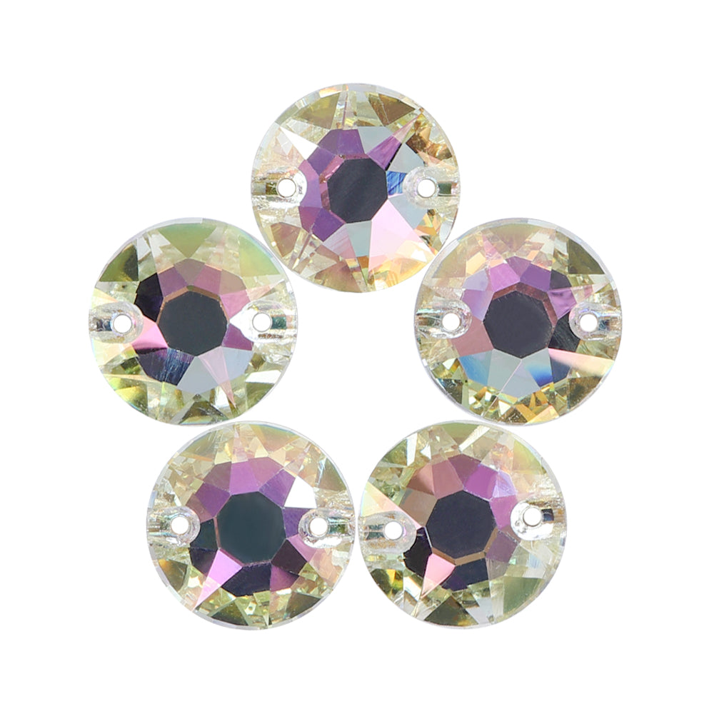 Luminous Green XIRIUS Round Shape High Quality Glass Sew-on Rhinestones