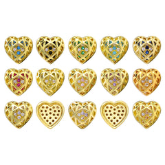 Heart Shape Golden Plated High-Quality Sew-on Alloy Charms Inlaid Cubic Zirconia