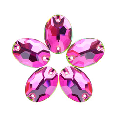 Vitrail Rose Oval Shape High Quality Glass Sew-on Rhinestones