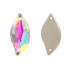 Crystal Phantom Diamond Leaf Shape High Quality Glass Sew-on Rhinestones