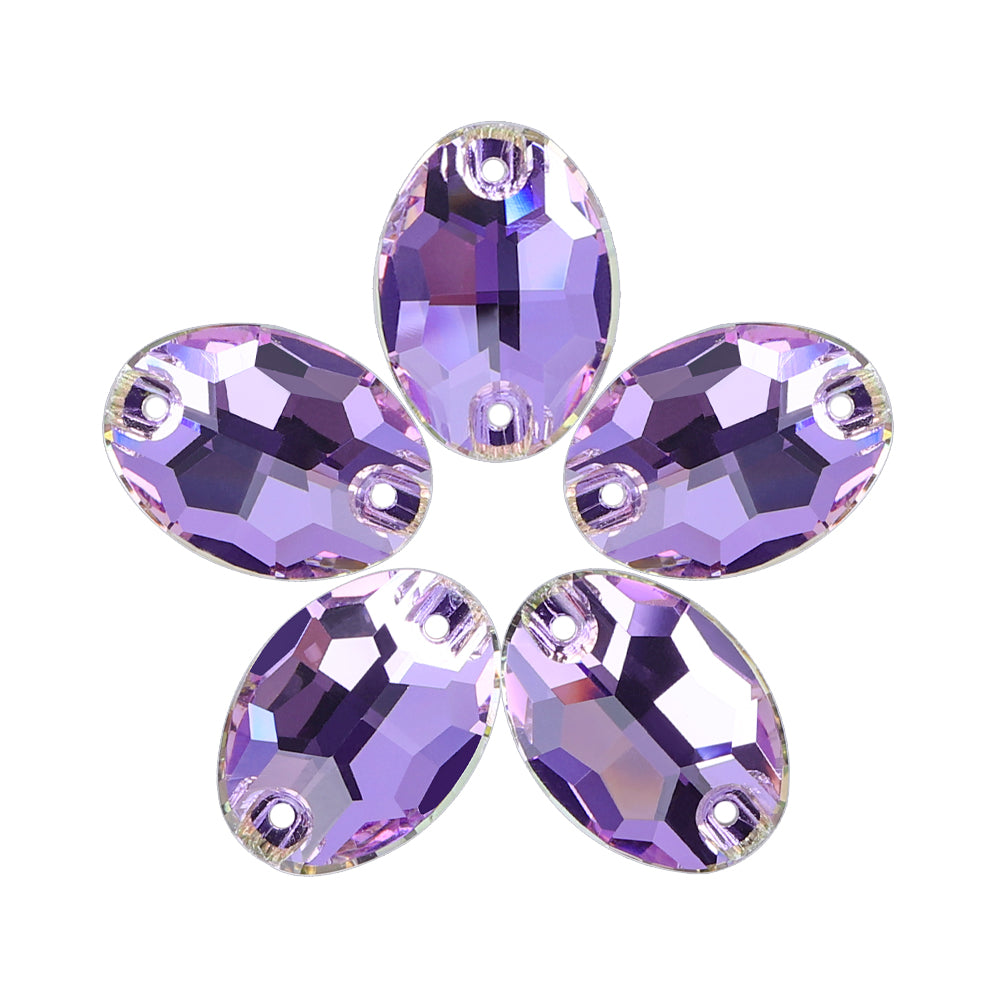 Vitrail Light Oval Shape High Quality Glass Sew-on Rhinestones