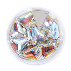 Slim Triangle Shape Light Crystal AB High Quality Glass Sew-on Rhinestones