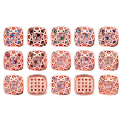 Cushion Square Shape Rose Gold Plated High-Quality Sew-on Alloy Charms Inlaid Cubic Zirconia