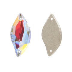 Light Crystal AB Diamond Leaf Shape High Quality Glass Sew-on Rhinestones