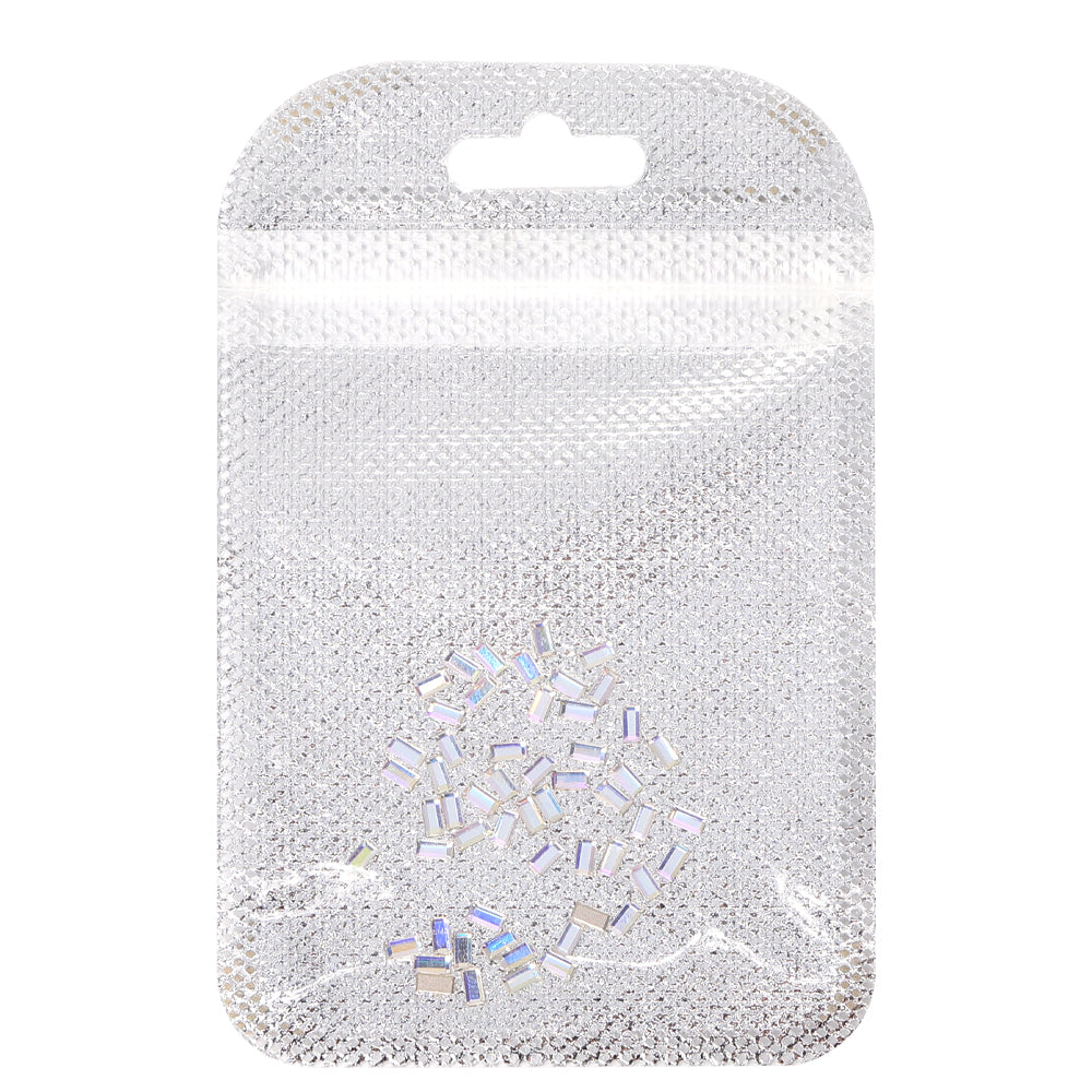 Rectangle Shape Multi Colors Small Size Glass Beveled Flat Back Fancy Rhinestones For Nail Art