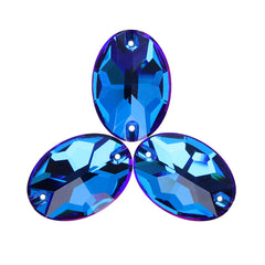 Bermuda Blue Oval Shape High Quality Glass Sew-on Rhinestones