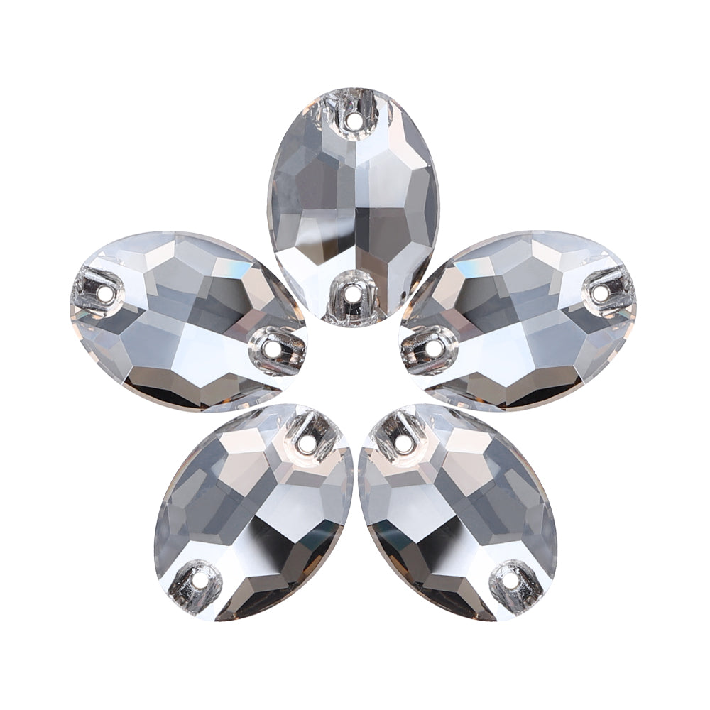 Satin Oval Shape High Quality Glass Sew-on Rhinestones