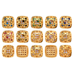 Cushion Square Shape Golden Plated High-Quality Sew-on Alloy Charms Inlaid Cubic Zirconia WholesaleRhinestone