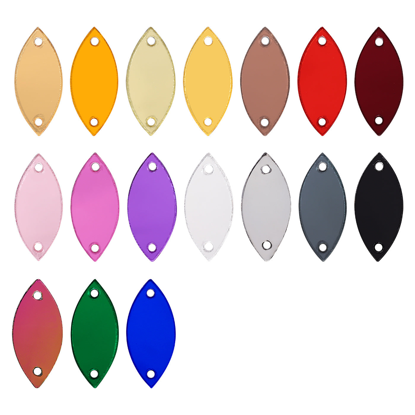 Navette  Shape Multi Colors Acrylic Sew-on Mirror For Dance Costume