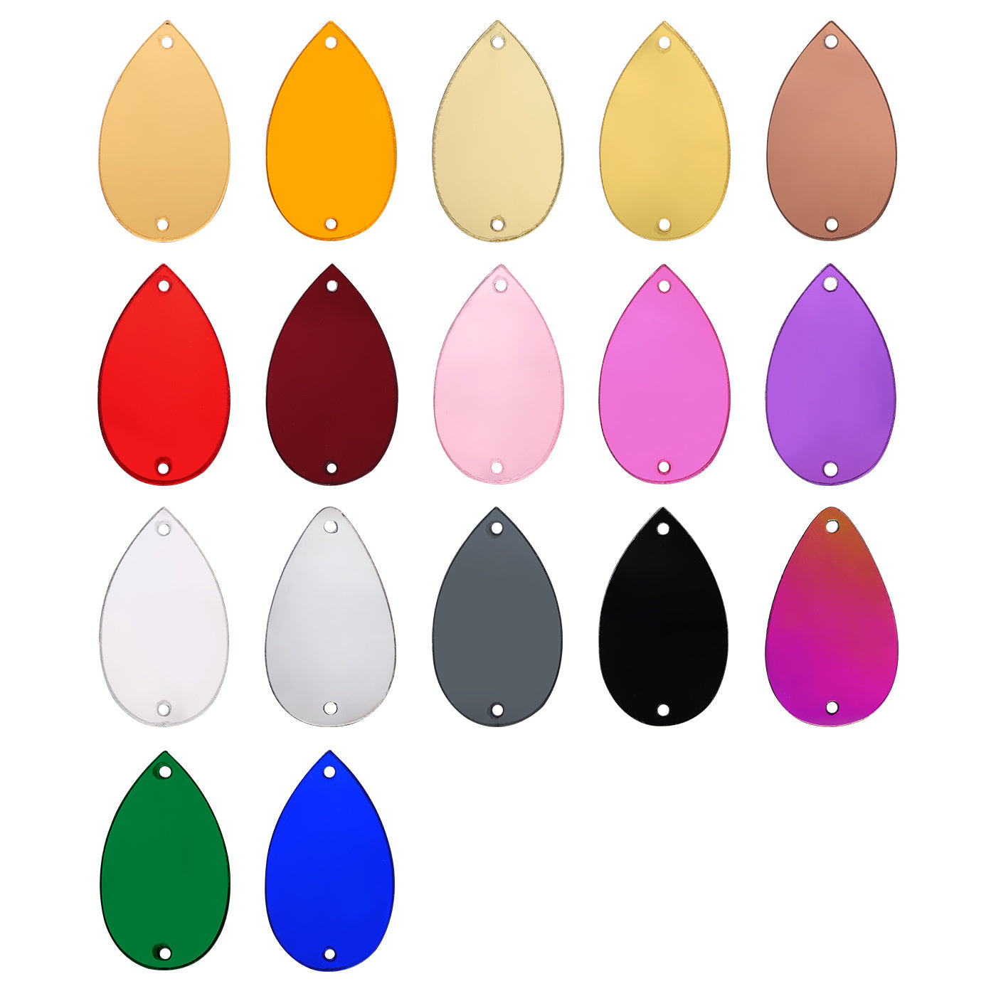 Drop Shape Multi Colours Acrylic Sew-On Mirror til dansekostume