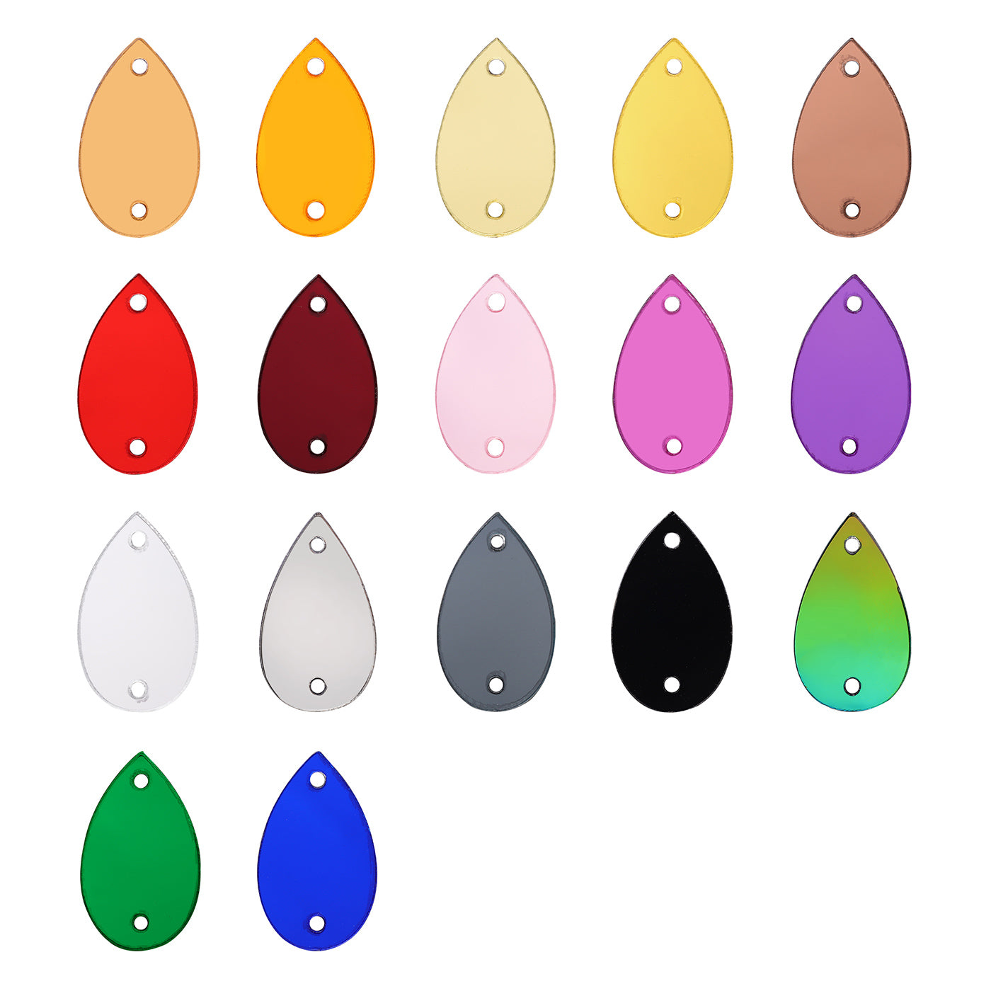 Drop Shape Multi Colours Acrylic Sew-On Mirror til dansekostume