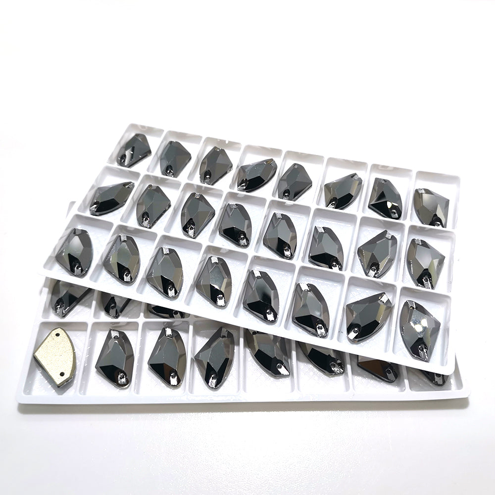 Jet Metallic Silver Galactic Shape High Quality Glass Sew-on Rhinestones