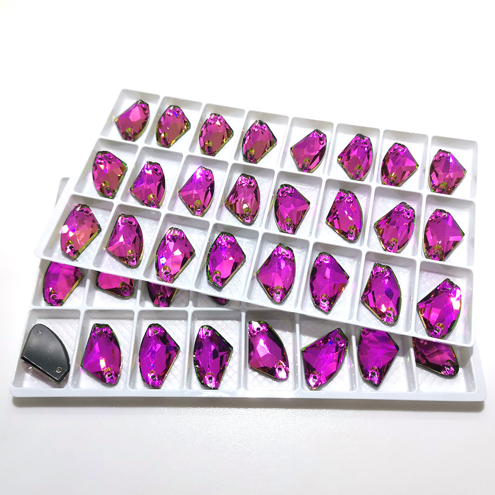 Vitrail Rose Galactic Shape High Quality Glass Sew-on Rhinestones