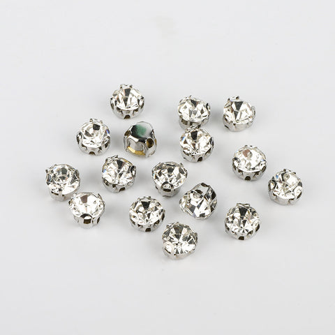 8mm- 12mm Gold and Silver Base Crystals Stones Glitter Strass Beads Crafts Sew  On Rhinestones for Clothes Sewing Accessories