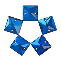 Bermuda Blue Square Shape High Quality Glass Sew-on Rhinestones WholesaleRhinestone