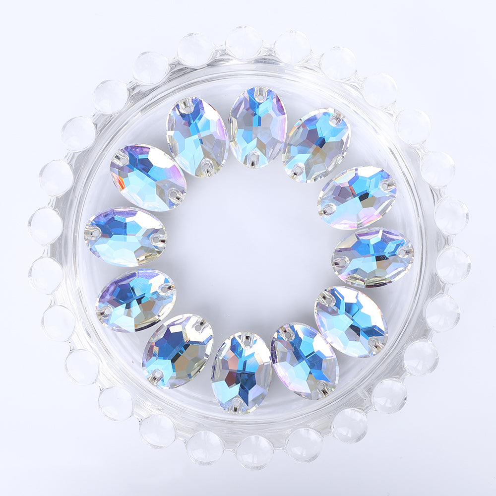 Moonlight Oval Shape High Quality Glass Sew-on Rhinestones