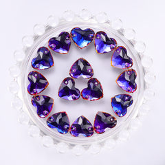 Violet Blue Heart Shape High Quality Glass Sew-on Rhinestones