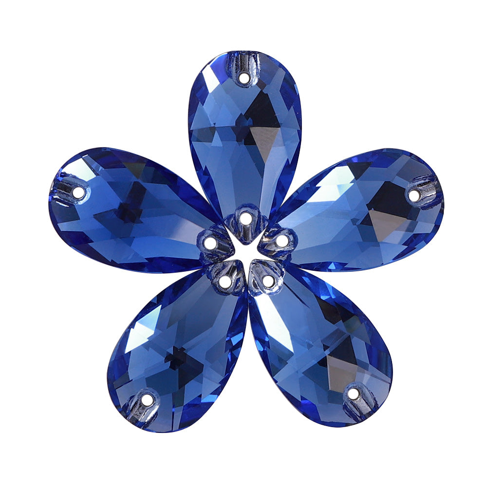 Light Sapphire Drop Shape High Quality Glass Sew-on Rhinestones WholesaleRhinestone