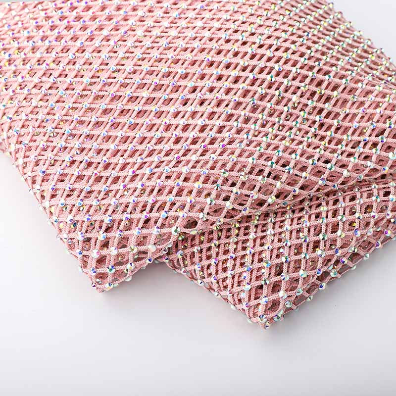 Hot Pink Iridescent AB Rhinestone Apparel Spandex Fabric – Fashion Fabrics  LLC