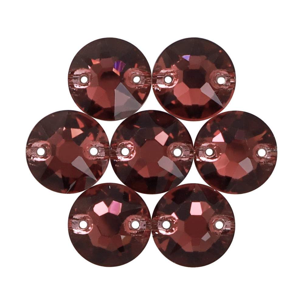 Burgundy XIRIUS Round Shape High Quality Glass Sew-on Rhinestones WholesaleRhinestone