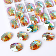 Crystal Sun Oval Shape High Quality Glass Sew-on Rhinestones